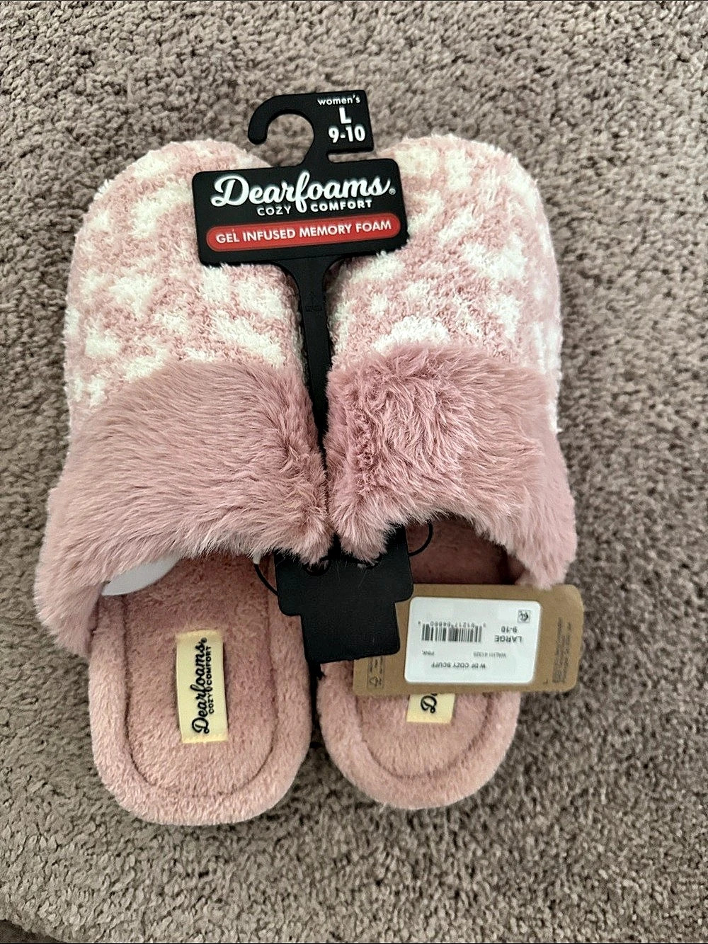 Dearfoams W DF Cozy Scuff Faux Fur Slippers Pink Women's Large